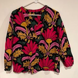 J. Crew Floral Blouse in Pink, Yellow, and Green